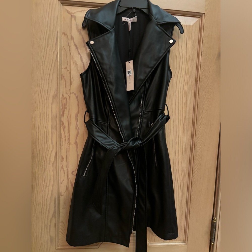 BCBGeneration Black Faux Leather Dress XXS